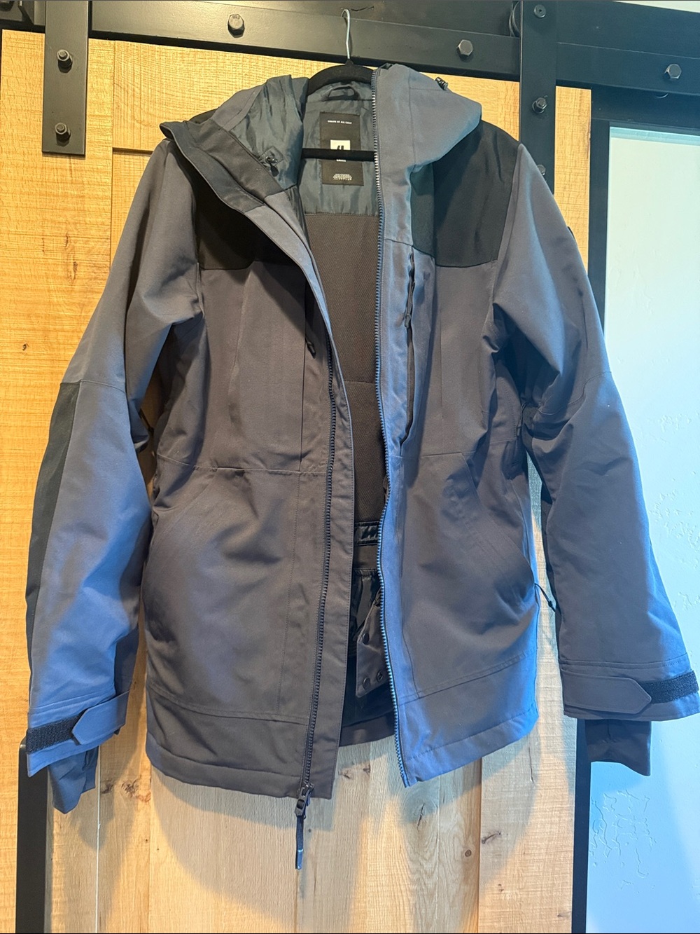 Men's Blue and Black Hooded Shell Jacket - Unbranded
